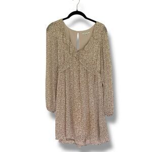 American Eagle Ditsy Floral Babydoll Mini Dress Med Beige Pink Cottage Boho